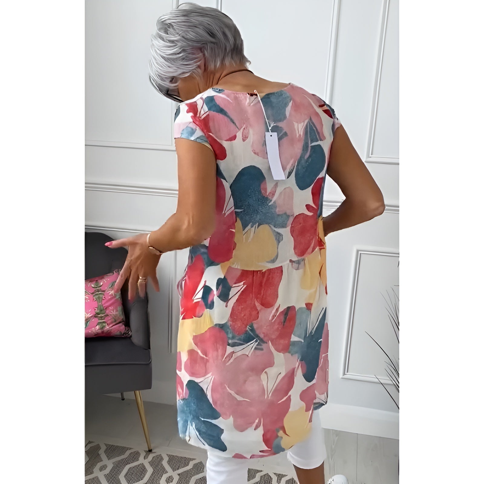 Anina | Damen Elegantes Hemdkleid mit Schmetterlingsprint | Für Alltag & Stil