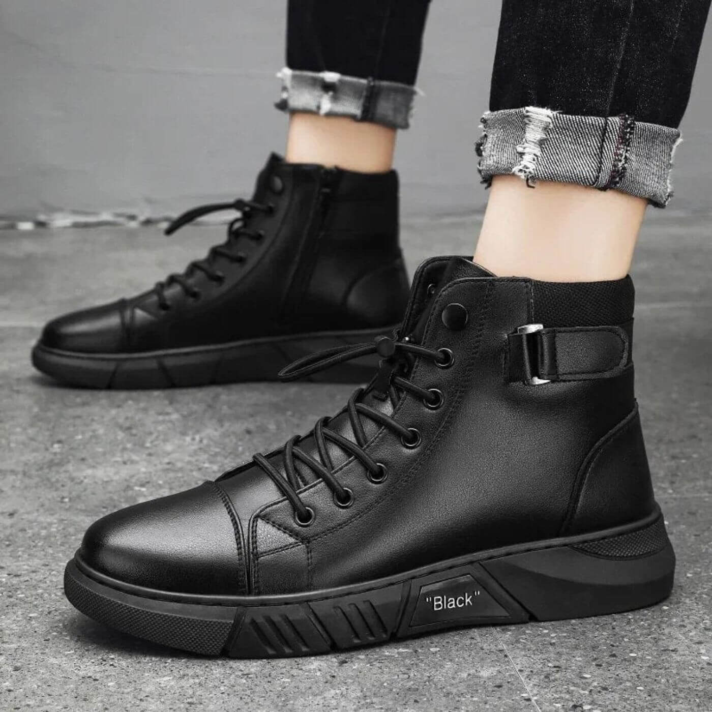 Axel™ - Orthopädische Schwarze Ledersneaker