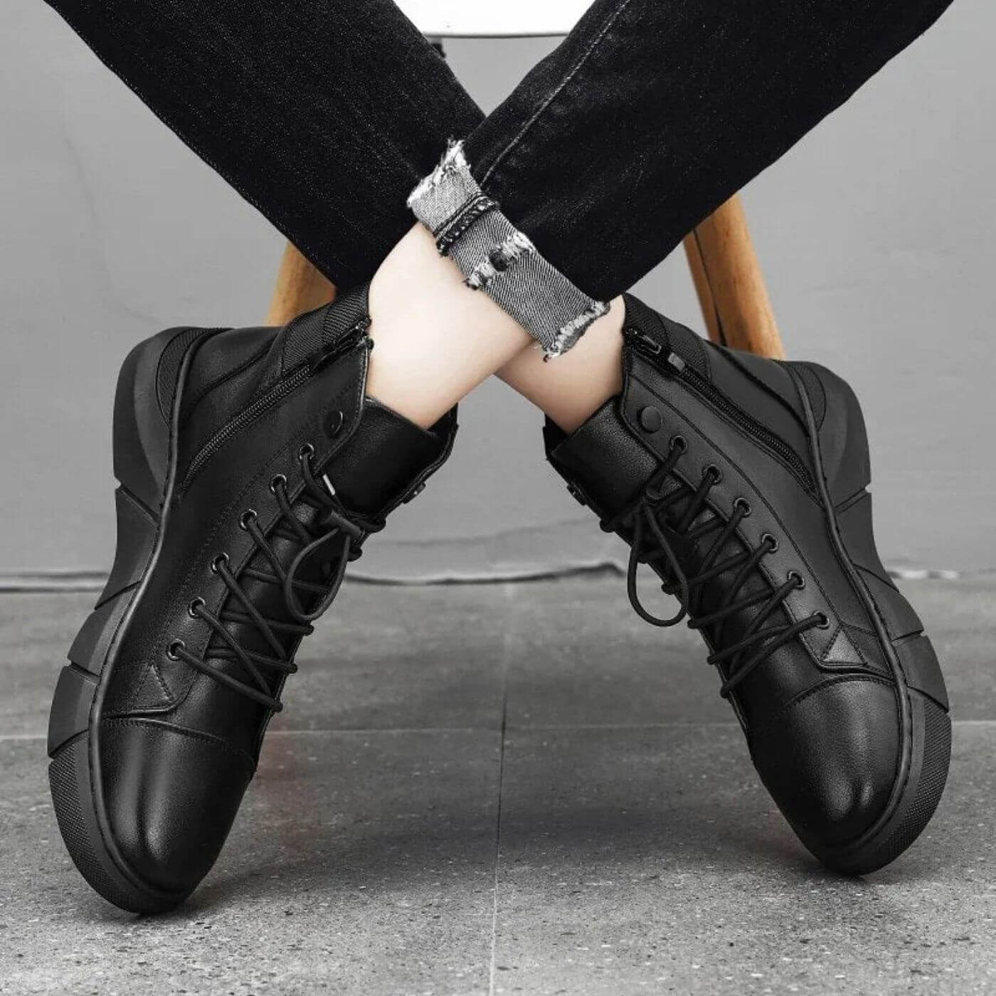 Axel™ - Orthopädische Schwarze Ledersneaker